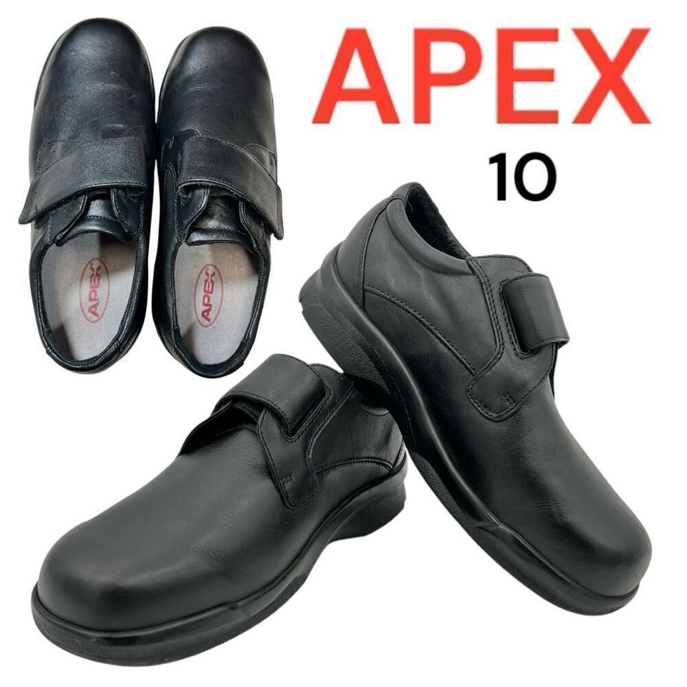 Apex Men's Size 10 Ambulator Biomechanical Single Strap Leather Shoes Black